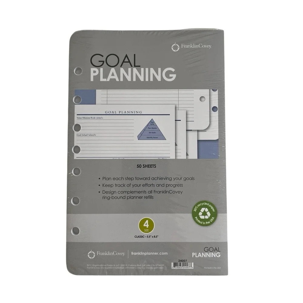 New Franklin Covey Goal Planning 50 Sheets - Size 4, Classic 5.5